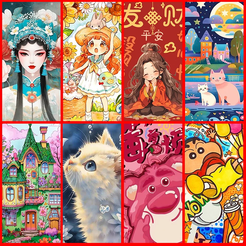 带框卡通儿童小幅钻石画新年2021年新款砖石画批发一手货源卡通画