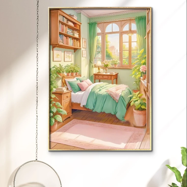 中式卧室小香闺贴钻十字绣5d钻石画满钻新款客厅2024风景高质量