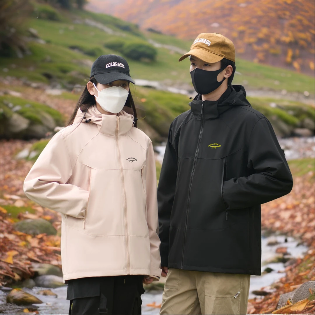 达凯乐户外三合一可拆卸风衣秋冬季防水情侣骑行旅游登山外套