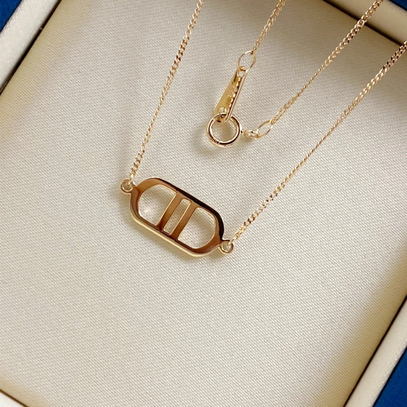 18K金玫瑰金彩金猪鼻子项链日子链古巴锁骨链INS风女款素链AU750