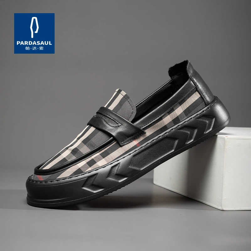 帕达索 新品男士时尚圆头百搭拼色英伦舒适轻奢男鞋PB230266-CLG