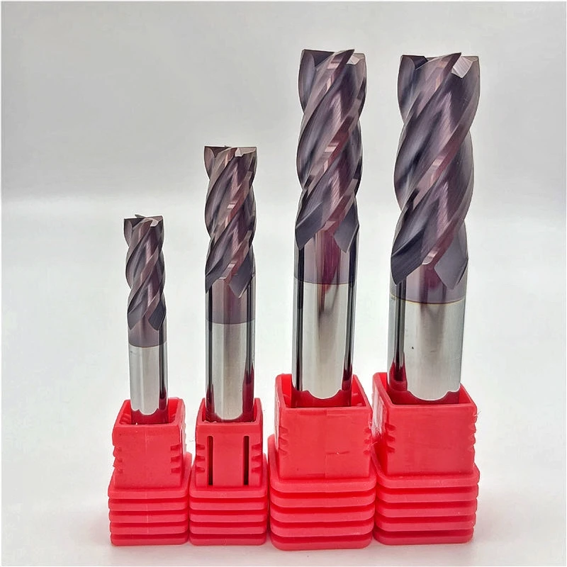 55度铣刀钨钢铣刀4刃铣刀硬质合金铣刀紫红钢用CNC立铣刀