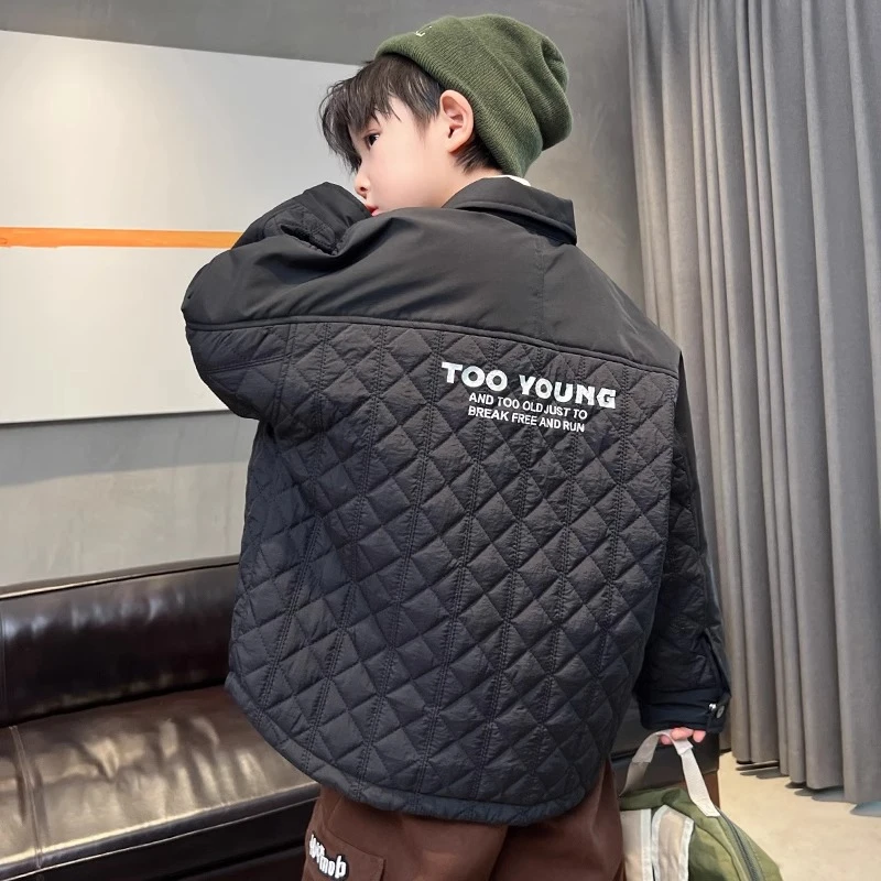 男童冬季夹棉外套2025新款儿童秋冬装二棉棉衣中大童冬款棉服洋气