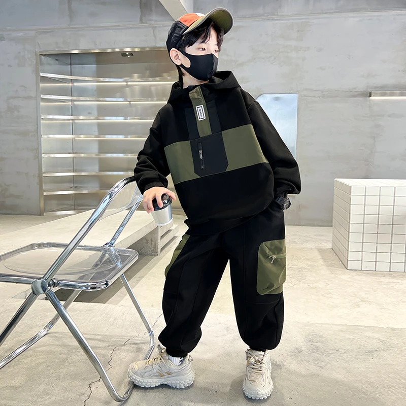 儿童装男童春秋装秋款套装2025新款男孩春季中大童加绒运动韩版潮