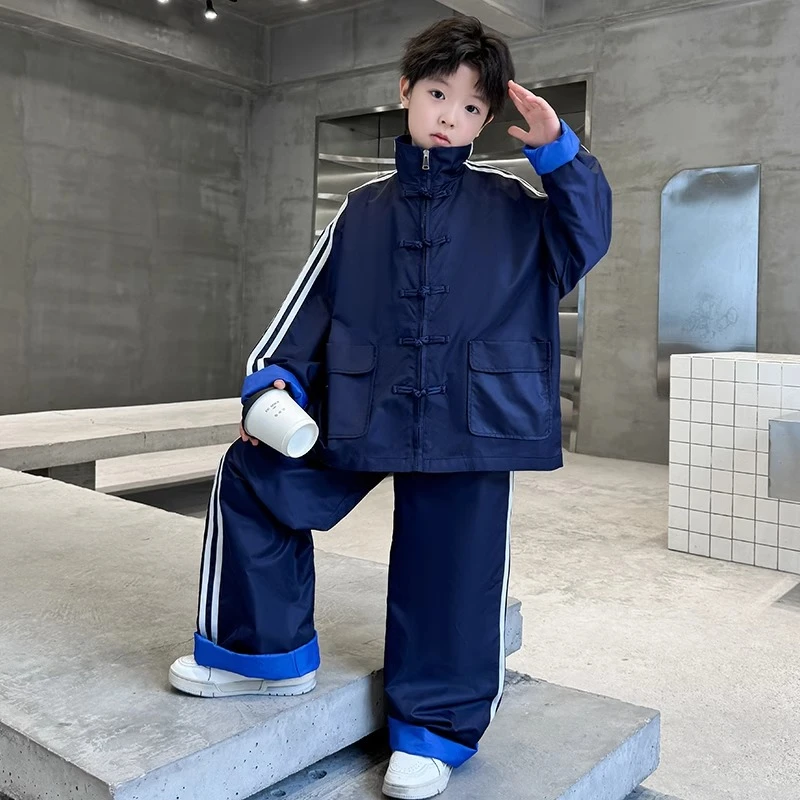 儿童装男童秋装国风套装2024新款春秋款中大童男孩秋季帅气外套潮