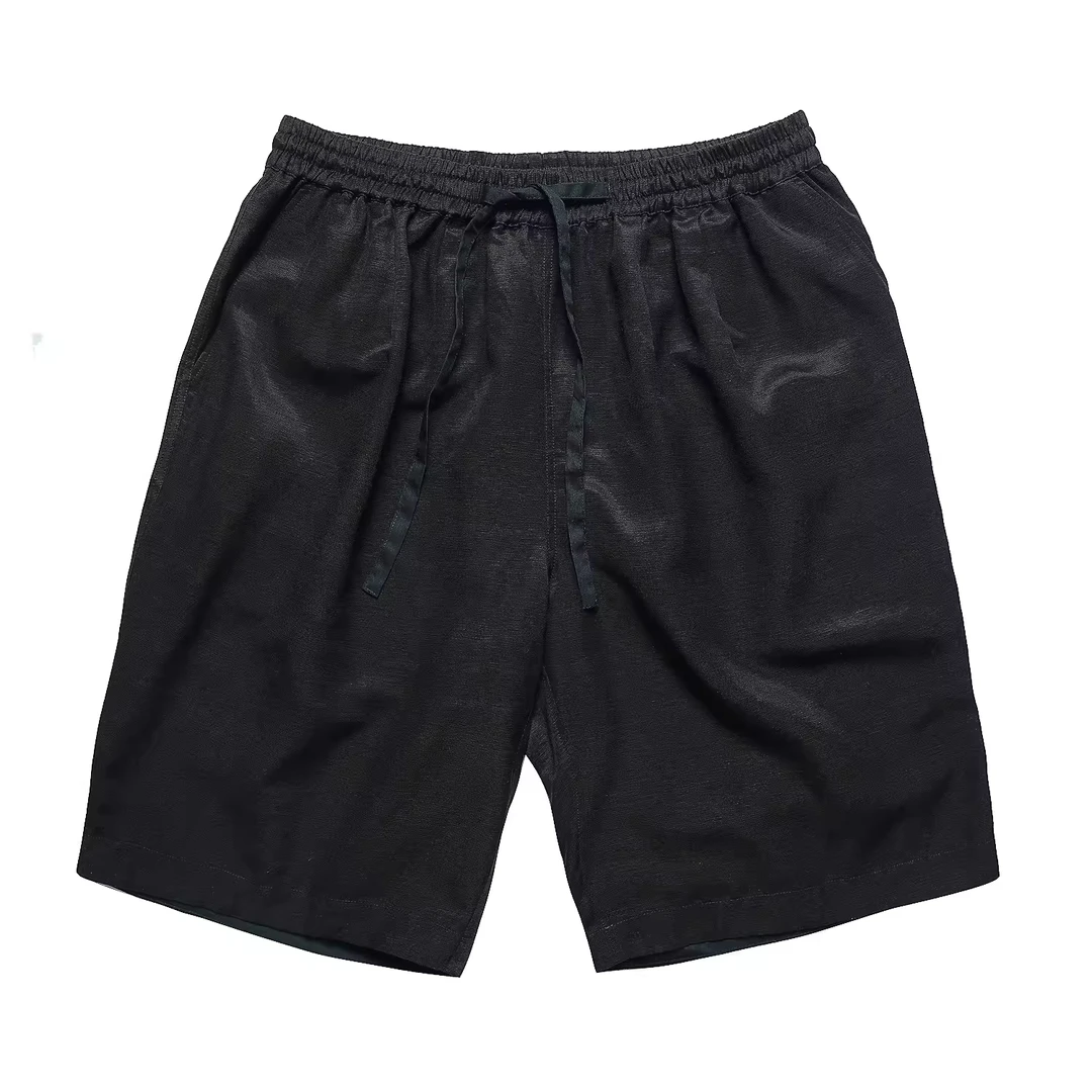 ShawClassy非遗潞绸 丝绸汉麻牦牛绒混纺日式复古松紧腰过膝中裤