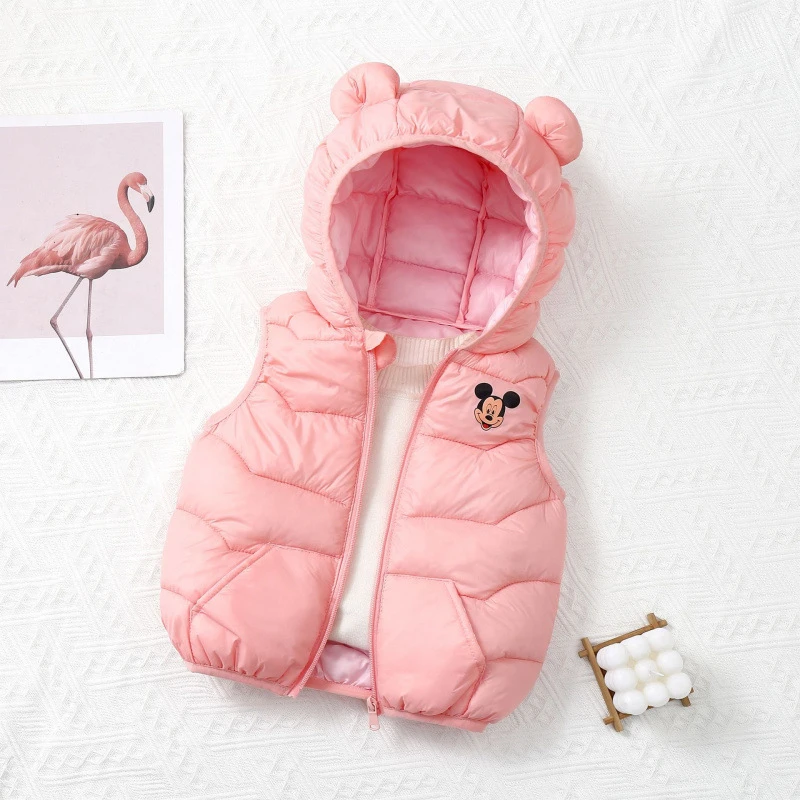 2024秋冬季男女童棉衣儿童轻薄无袖米奇宝宝外套小童3保暖棉服