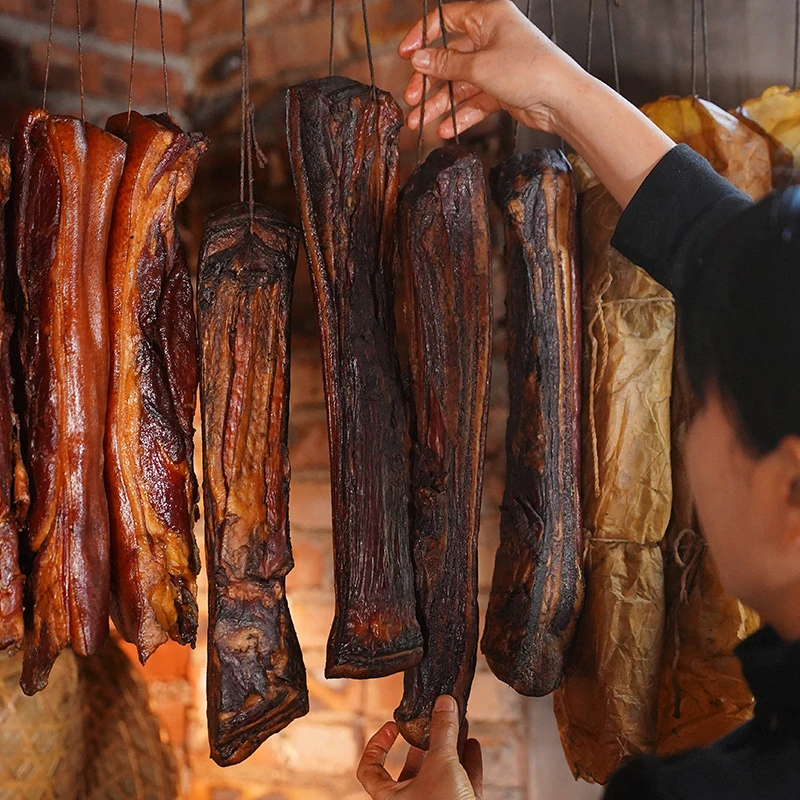 【纸包五花腊肉】湖南柴火米糠烟熏老腊肉腊味重量以直播间称重为准