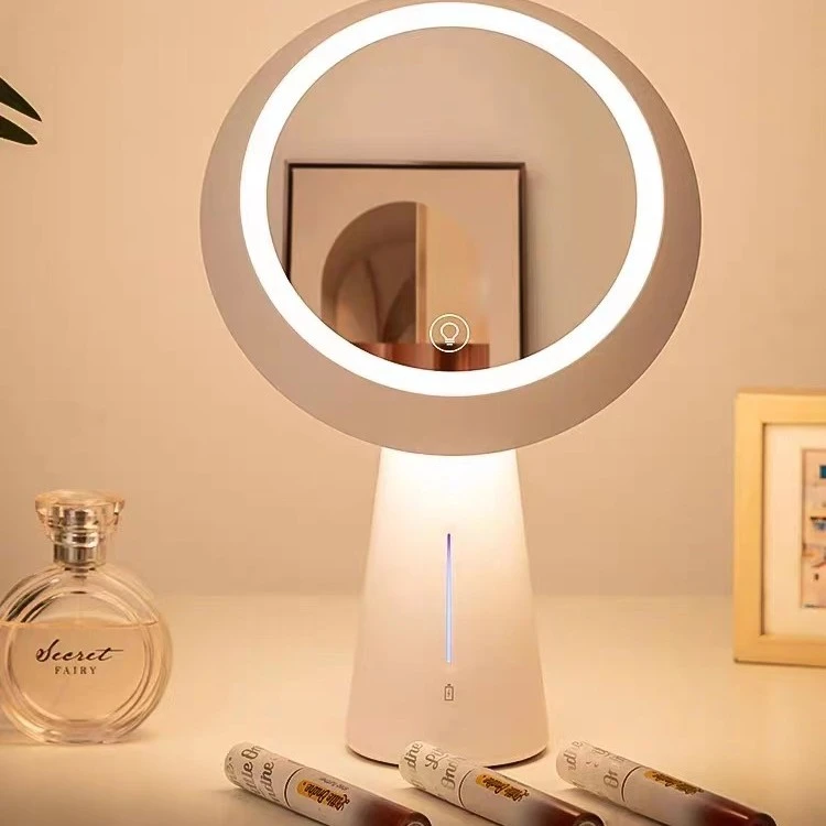 智能化妆镜子led带灯补光发光充电梳妆台式桌面家用轻奢化妆镜