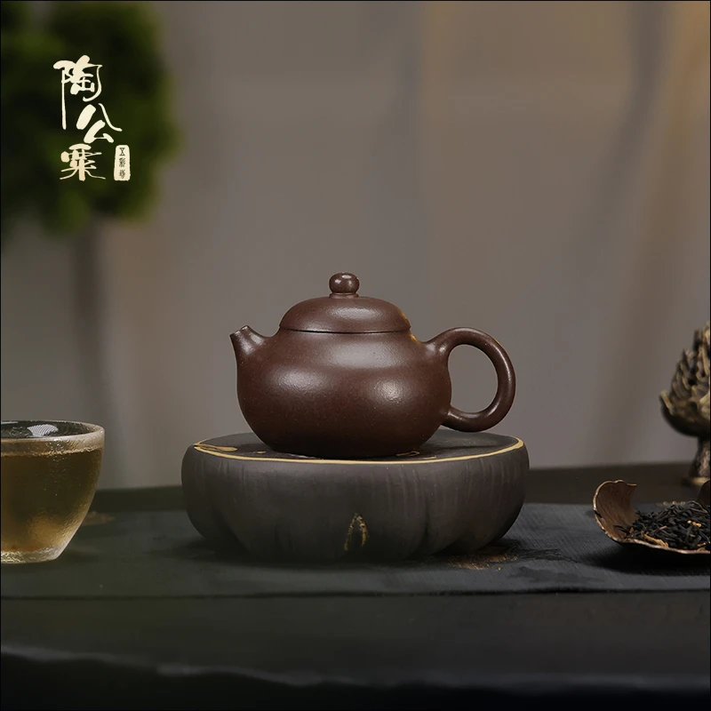 陶公粟原矿铁芯老紫泥《文旦》110cc内推张涛手制小容量紫砂壶