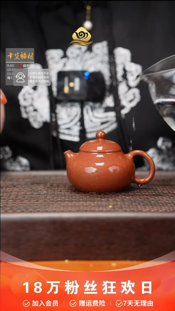 【闪购商品】紫砂茶壶锦鲤活动红降坡文旦刻绘花150cc