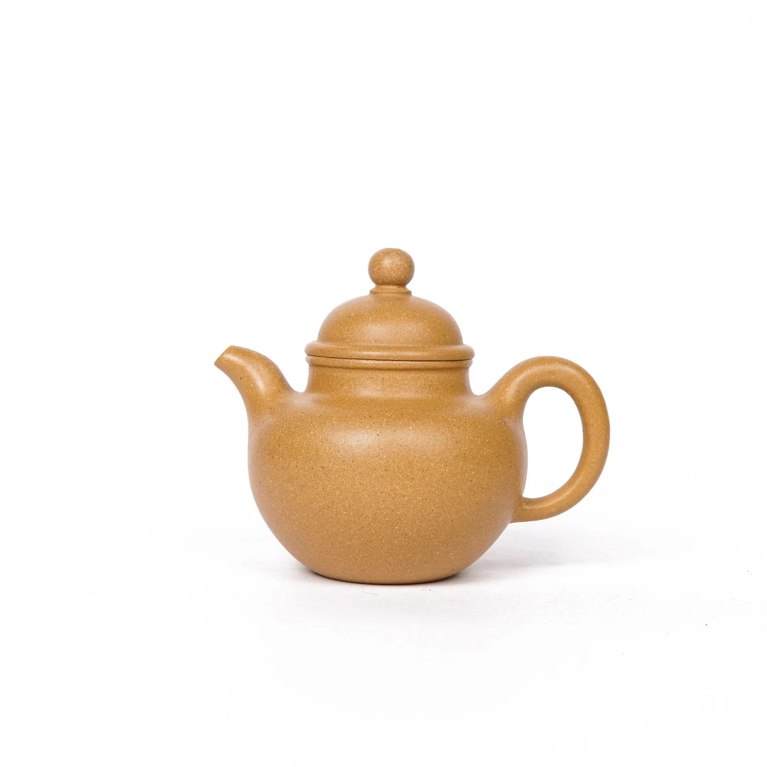 陶公粟原矿金黄段泥《掇球》230cc内推手制紫砂壶球壶家用精美茶器