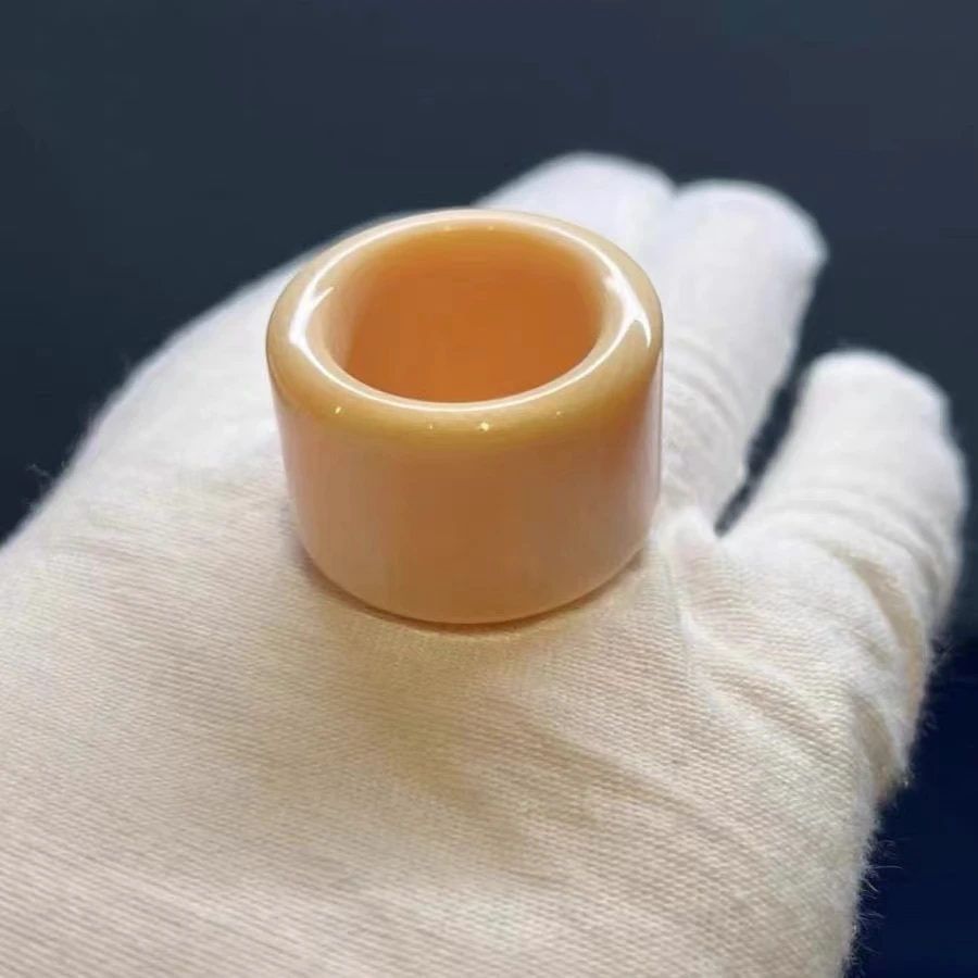 果冻白扳指交叉纹网格纹精品扳指A888