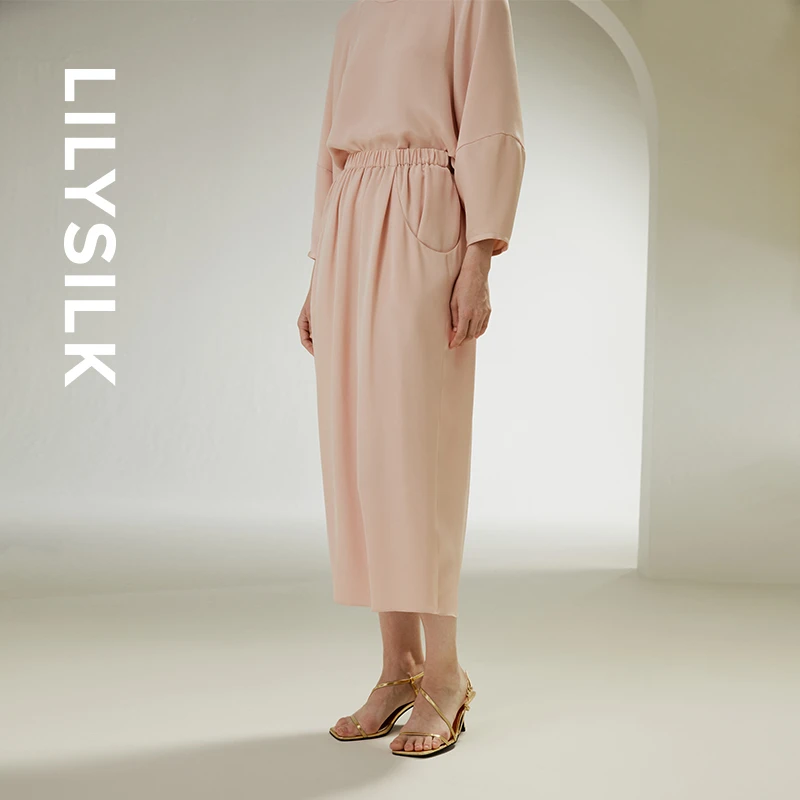 莉莉秀客LILYSILK花苞型100%真丝半裙温柔大气设计感半身裙女士