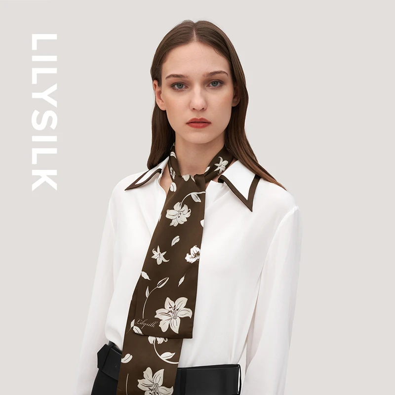 LILYSILK莉莉秀客女士丝巾复古印花舒适百搭薄款真丝时尚潮流百搭