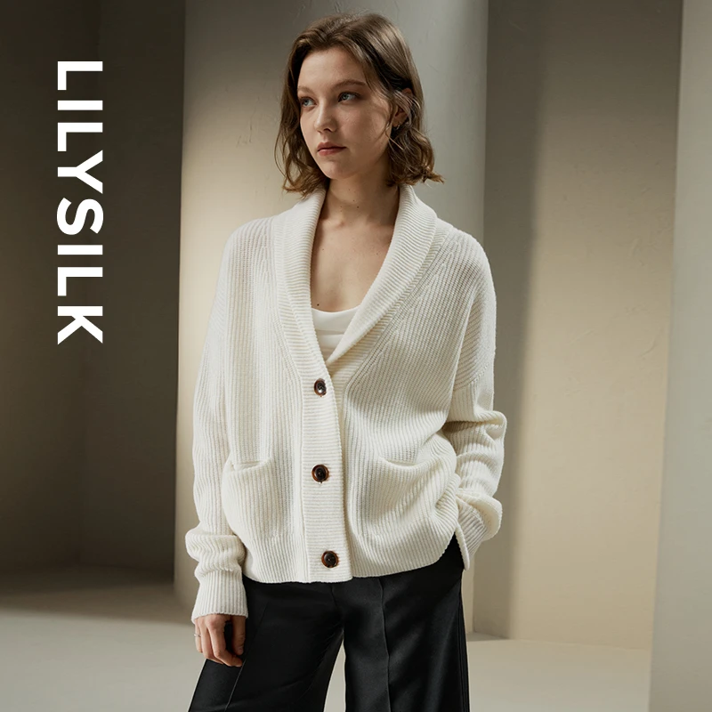 【抖音官方直播间】莉莉秀客LILYSILK落肩上衣宽松慵懒针织外套秋冬