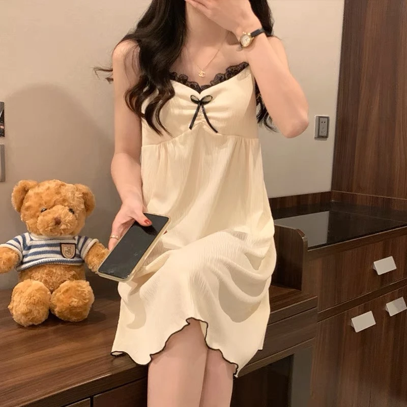 【sunny】有胸垫夏季新款ins风睡裙女带胸垫吊带睡裙可外穿纯欲风