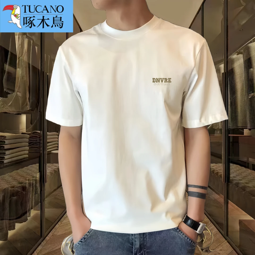 啄木鸟重磅纯棉t恤男潮牌短袖T恤男女同款夏季宽松纯棉美式痞帅