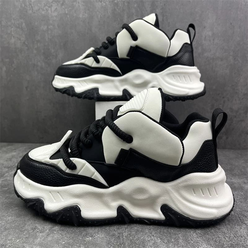 2024秋季新款潮流休闲百搭男鞋时尚拼色韩版厚底老爹鞋增高小白鞋
