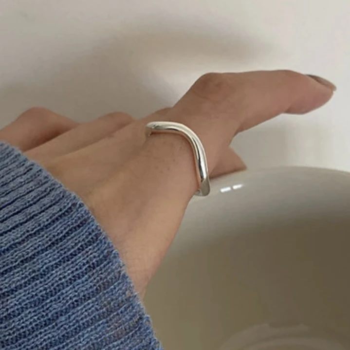 铜合金戒指 【浅沉雾】简约个性韩版百搭波浪细气质轻奢清冷感戒指