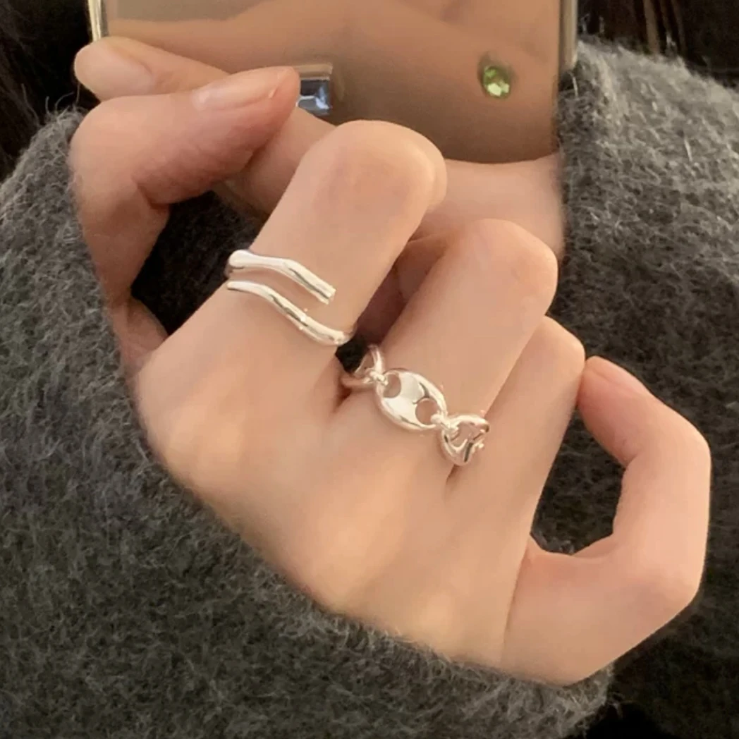 铜合金戒指 【可可猪币】简约设计感猪鼻子百搭开口戒指气质轻奢