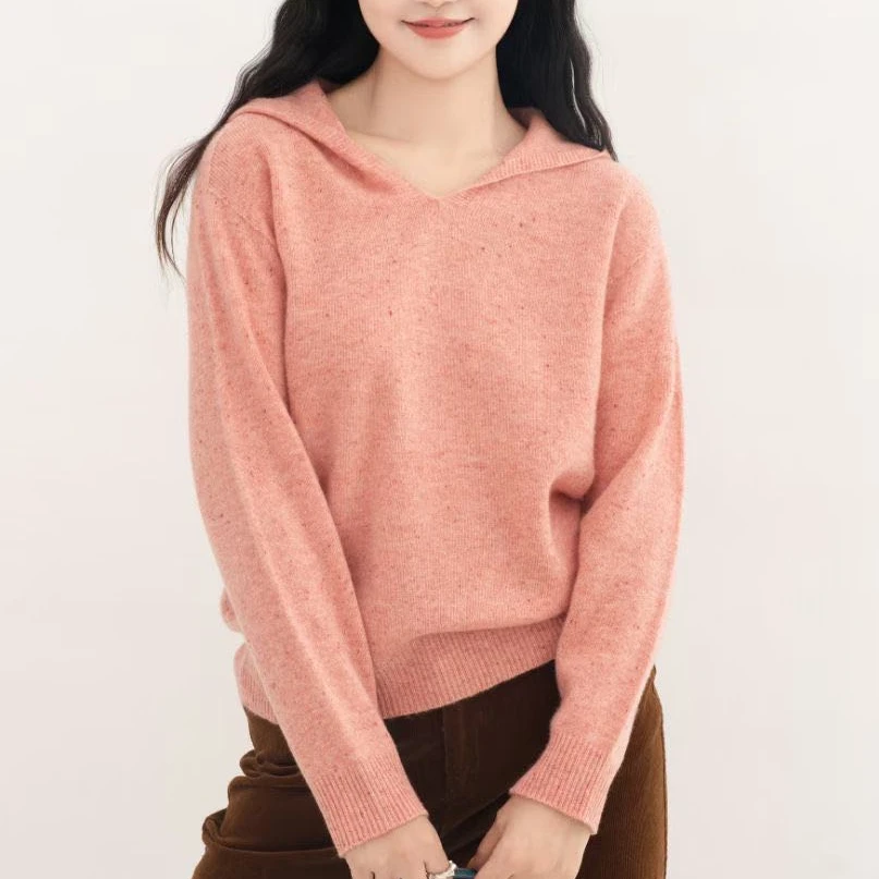 简约百搭连帽点子纱羊毛衫