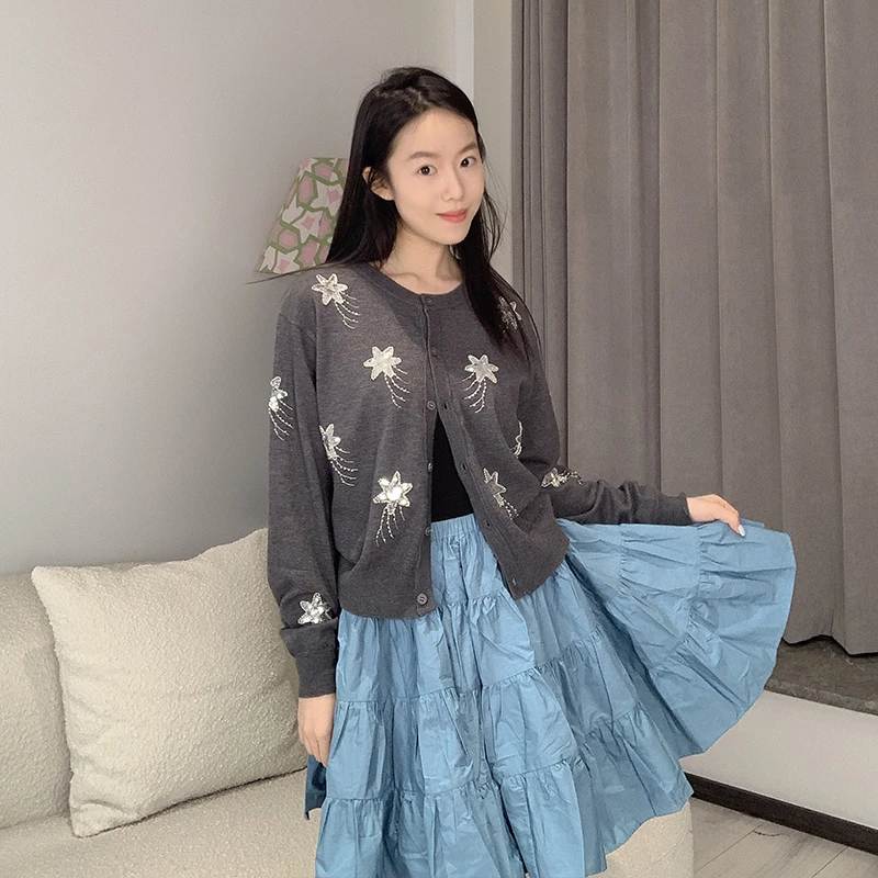 伙伴伙伴FellowFellow 针织星星开衫外套百褶裙亮片短裙百搭