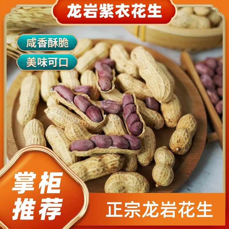 正宗龙岩花生湿烤紫衣花生500g咸香酥脆休闲零食水煮花生年货必备