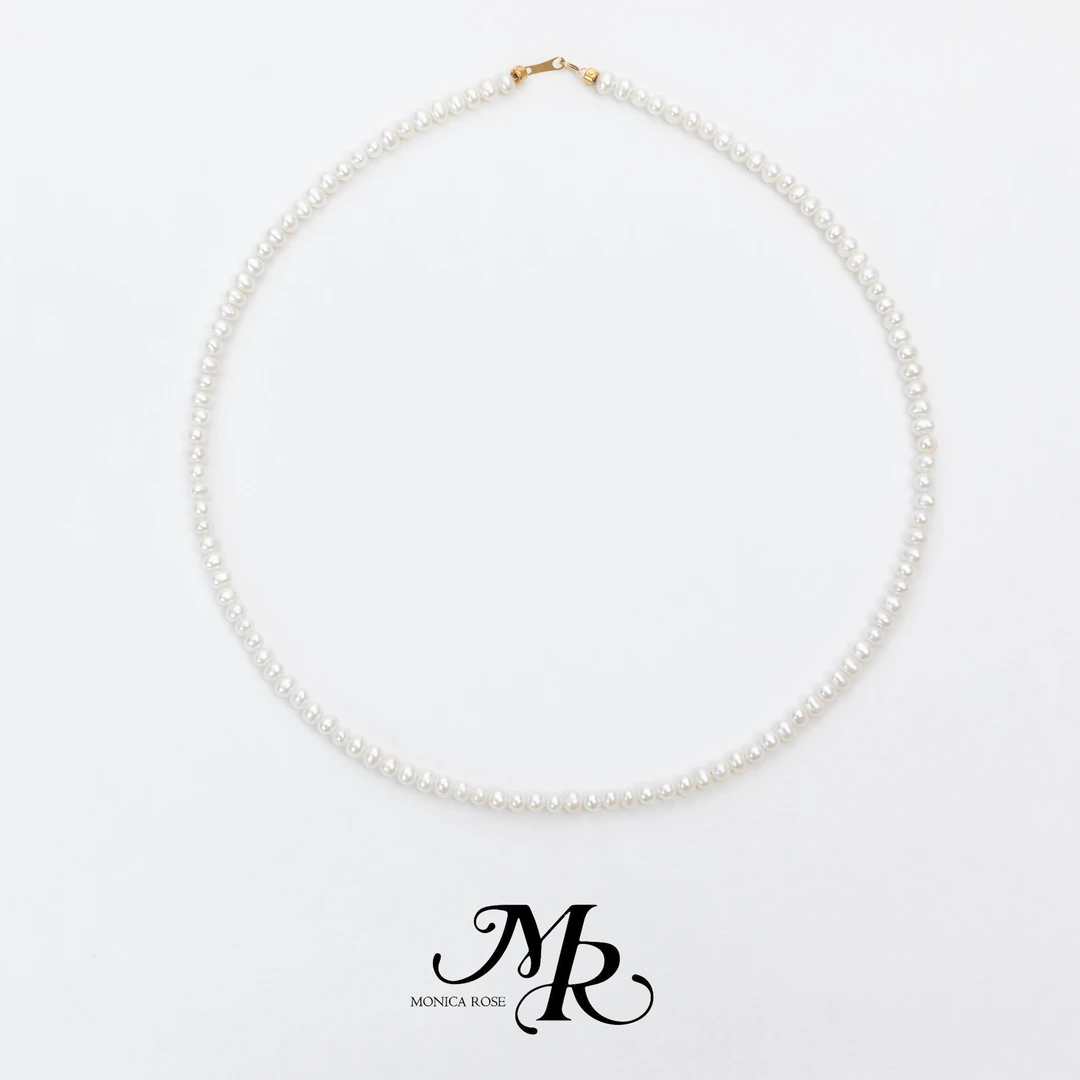 MONICA 北原「亏米款」18k金无核无暇冷白baby淡水珍珠项链3-4mm