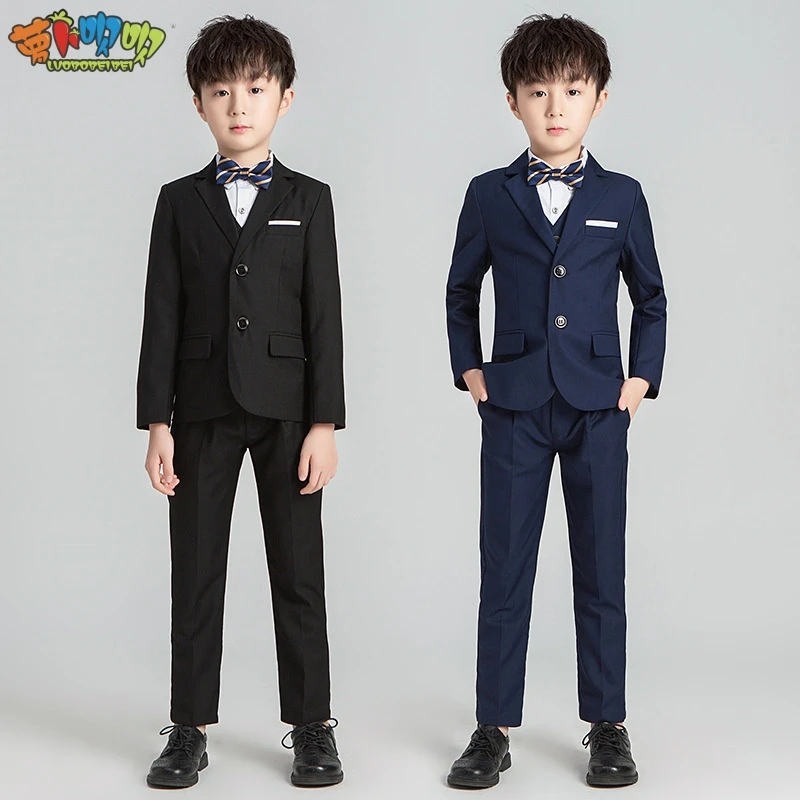 【萝卜呗呗】儿童西装秋冬款男童纯色西服花童礼服套装主持人表演服