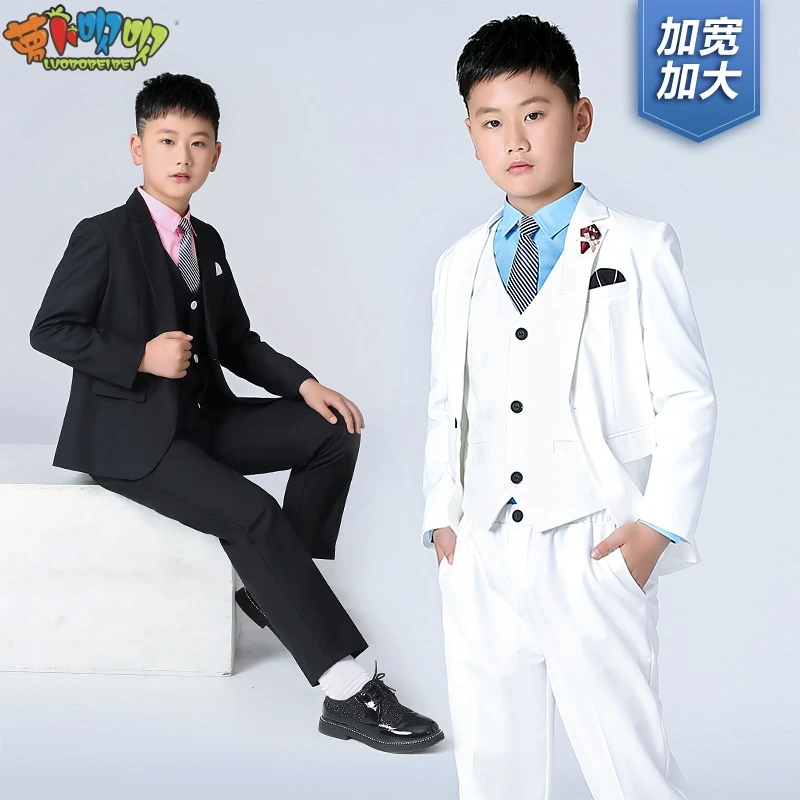 大童胖童男童西服套装儿童春秋新款纯色小西装钢琴主持人演出礼服