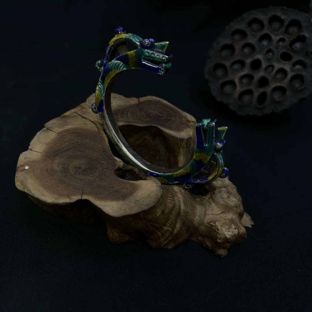 925银珐琅手镯 烧蓝手镯镯子复古国风纯手工彩色民族风时尚蓝色