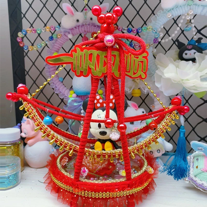 《手工主播推荐》DIY材料三轮车-大红船，秋千-星球等编织挂饰材料包