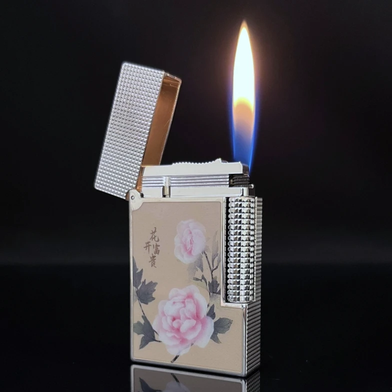 法国都柏特朗声高档打火机钢音黄铜送男士礼品限量版国色天香牡丹