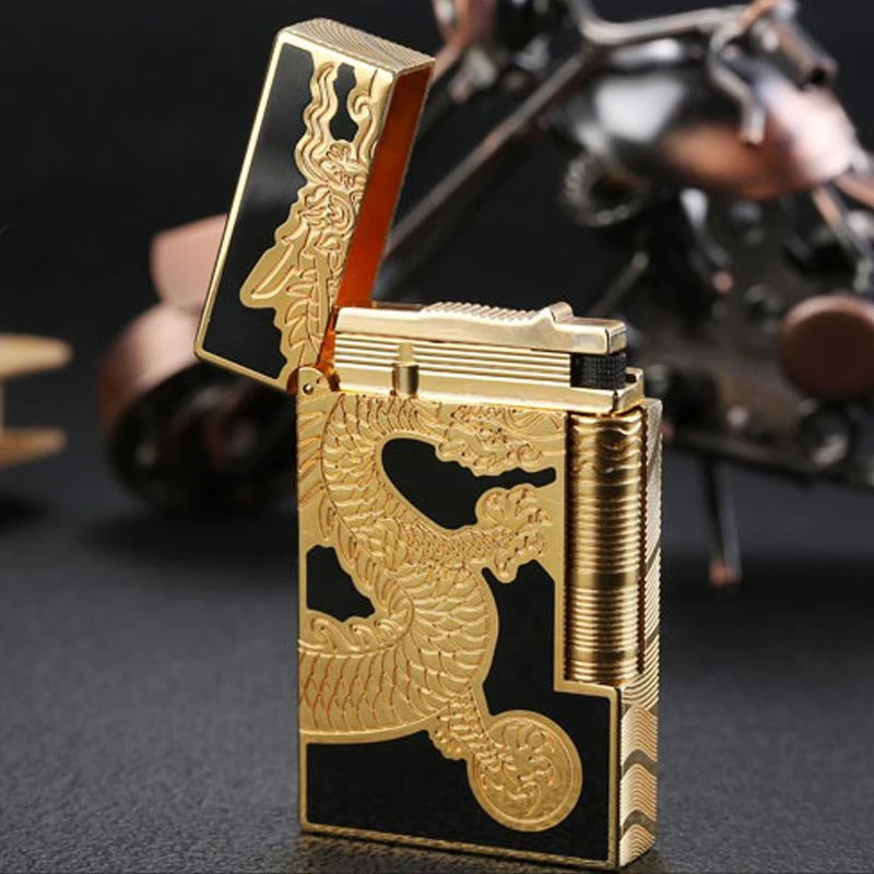 原装S.dubtnt法国都柏特充气高档朗声打火机全铜精品龙24K镀金