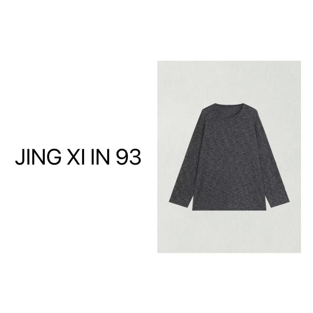 Jing Xi【复古百搭上衣】时尚休闲简约纯色潮流圆领T恤