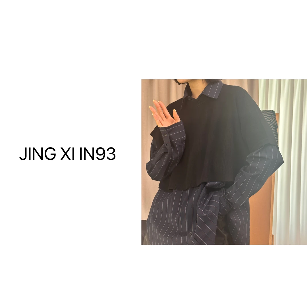Jing Xi【简单格调披肩】黑色百搭气质上衣