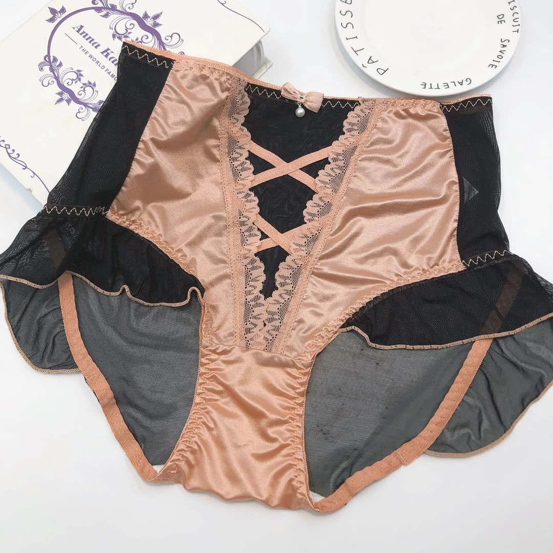 100-118斤时尚日系拼接舒适高腰透气性感蕾丝内裤