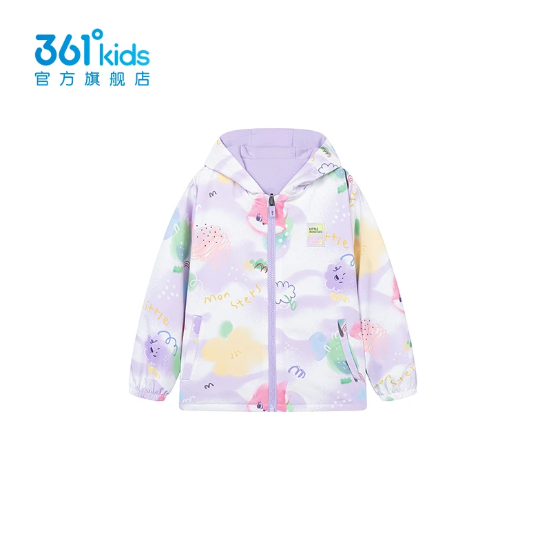 【商场同款】361°休闲童装2024春季新款女童两面穿外套小童卡通上衣