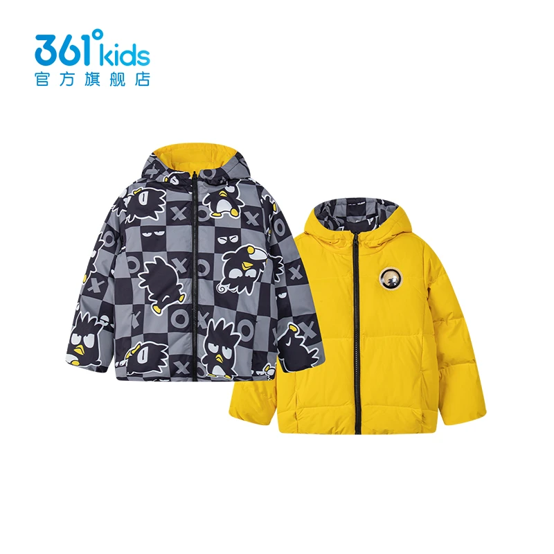 361°童装两面穿儿童羽绒服男小童连帽秋冬保暖加厚印花羽绒外套