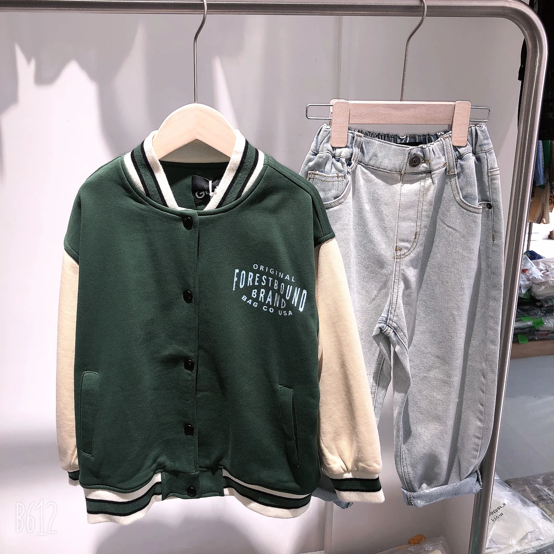 现货 简约拼接棒球服外套春季时尚百搭上衣