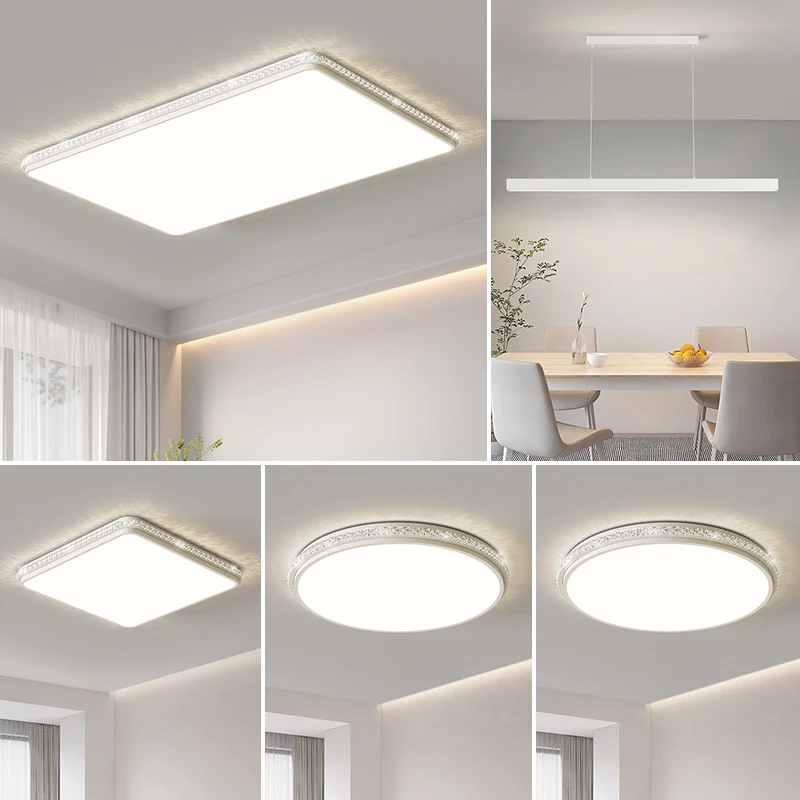 现代长方形水晶客厅大灯2024最新款高亮大气轻奢护眼房间餐厅灯具