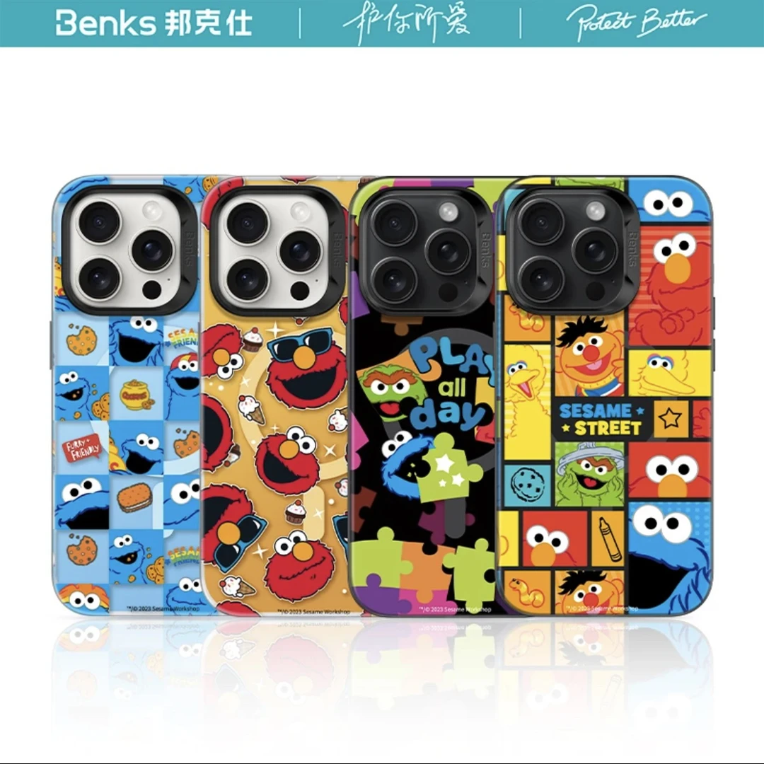 Benks芝麻街联名款手机壳 适用iPhone15promax磁吸手机壳
