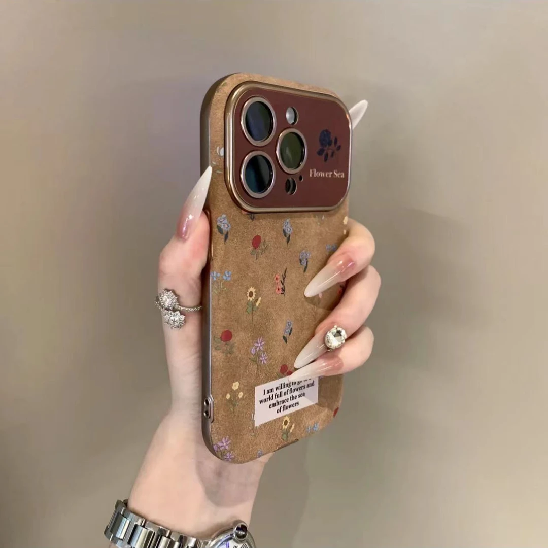 新款沙漠金满屏小碎花适用iPhone16手机壳15promax苹果14防摔13女