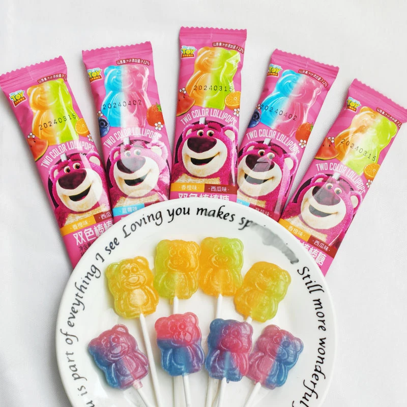 草莓熊网红爆款熊熊造型双味棒棒糖六一儿童节礼物