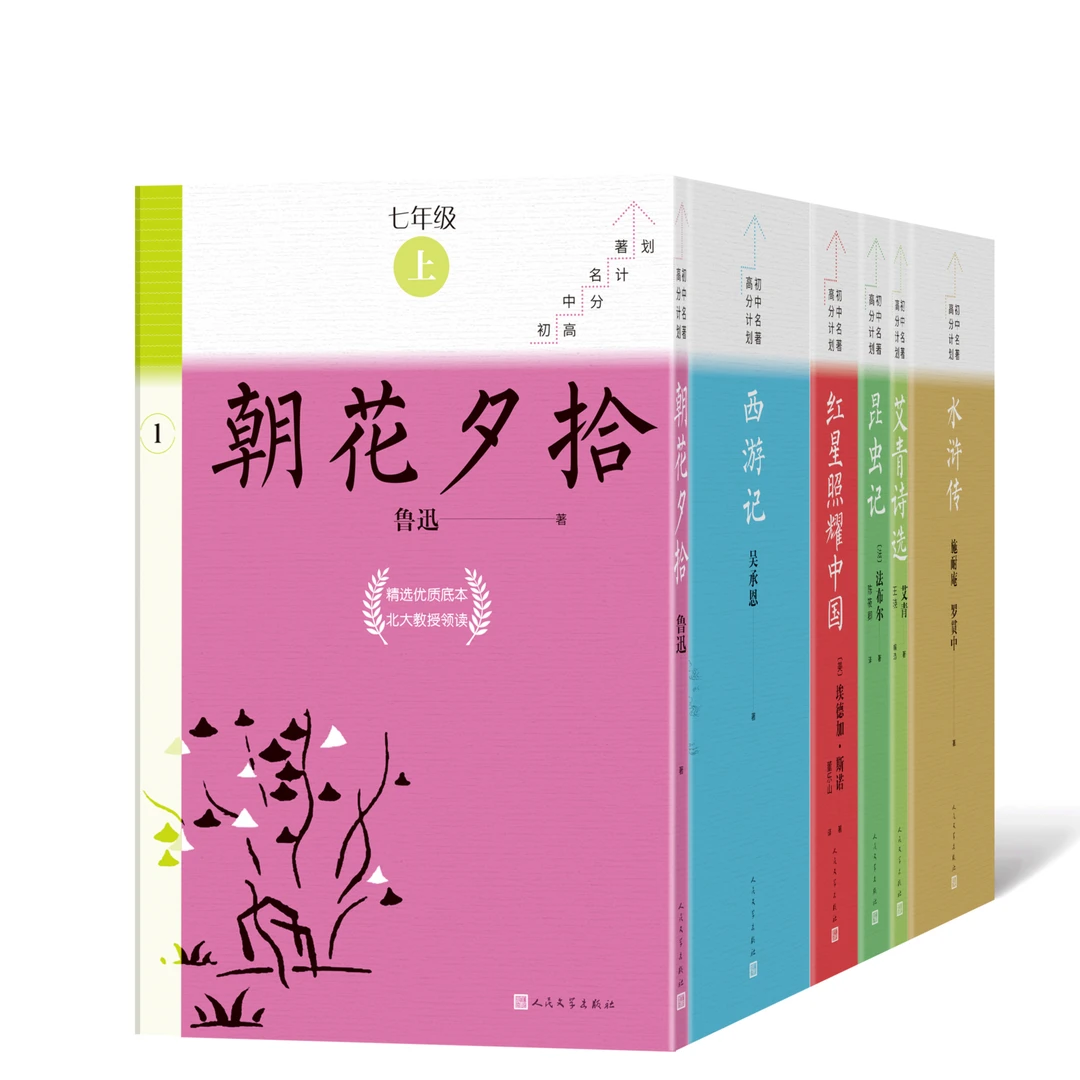 【每周一册】初中名著高分计划 朝花 西游记 红星昆虫记 水浒传艾青