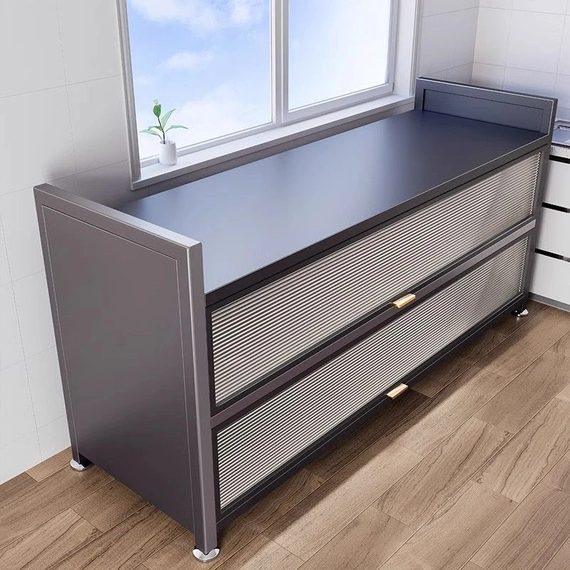 厨房置物架落地家用多层收纳柜微波炉碗橱柜防尘大容量整理储物柜