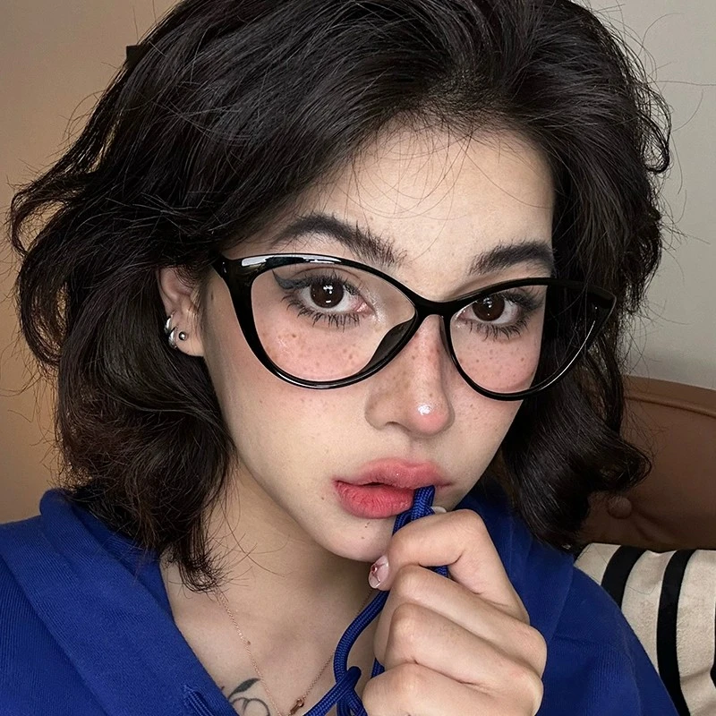 猫眼黑框眼镜框女素颜神器近视可配度数方圆脸超轻大框眼镜显脸小