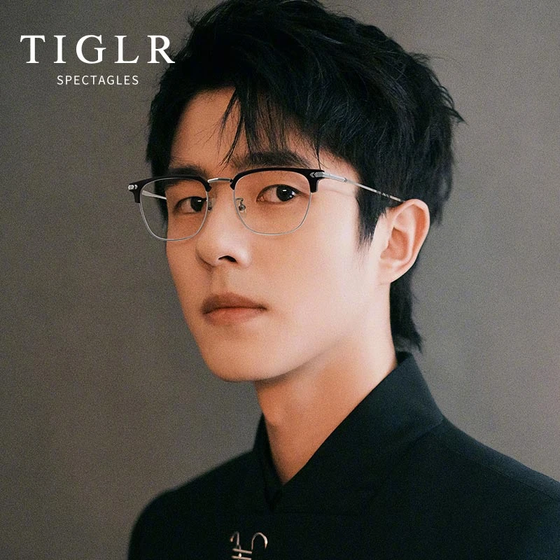 超轻高端半框眼镜男款近视可配度数镜片痞帅防蓝光大框眼睛框架女