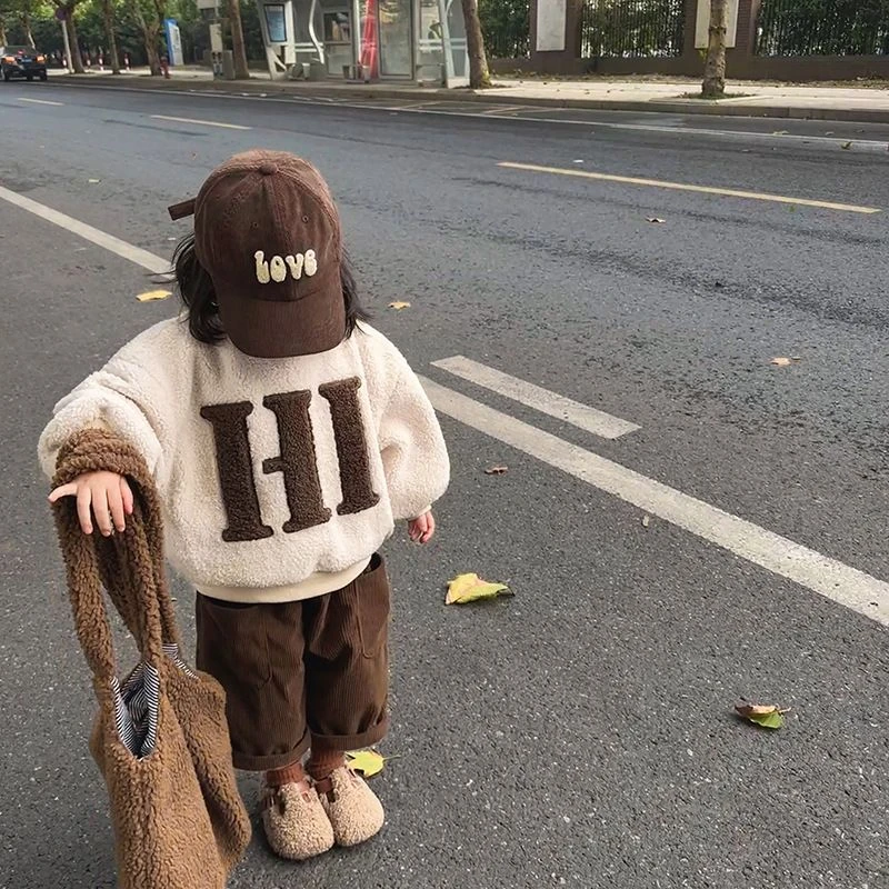 儿童冬装韩版卫衣休闲百搭上衣男女宝宝加绒加厚洋气套头衫